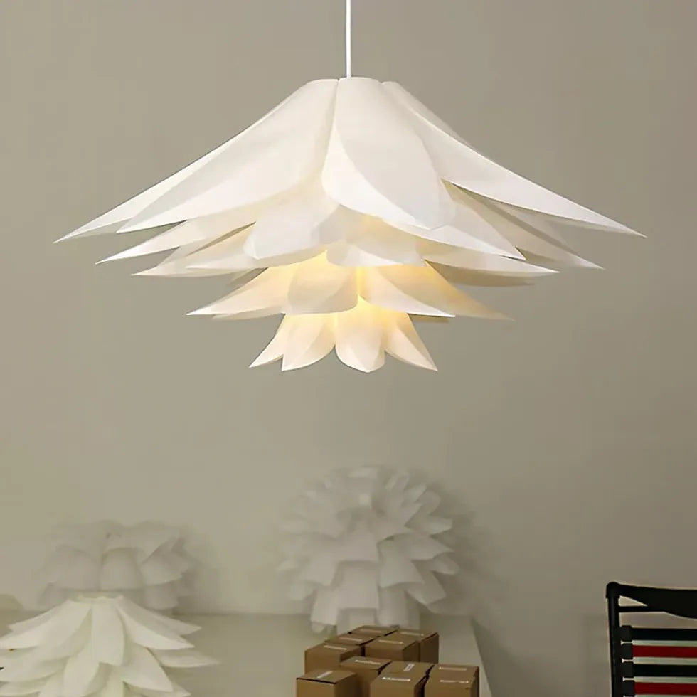 Six-Layer Lotus Lampshade White Bedroom Pendant Light