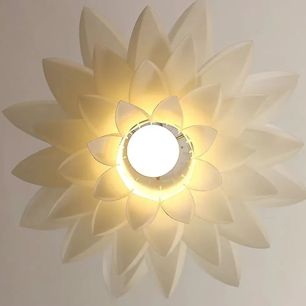 Six-Layer Lotus Lampshade White Bedroom Pendant Light