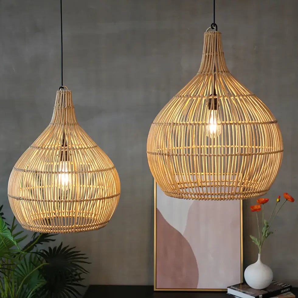 Boho Pendelleuchte Nordisch Modern Einfach Bambus Rattan - Clowas.de