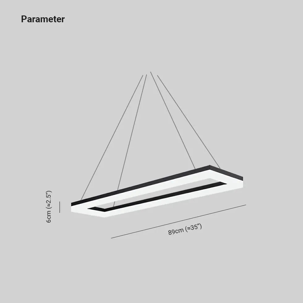 Rechteckige schwarze LED -Büroanhänger Licht