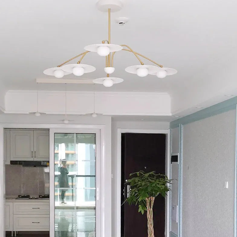 Disc-Shaped Multi-Head Lampshade Branch Chandelier