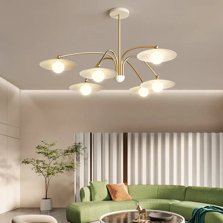 Disc-Shaped Multi-Head Lampshade Branch Chandelier