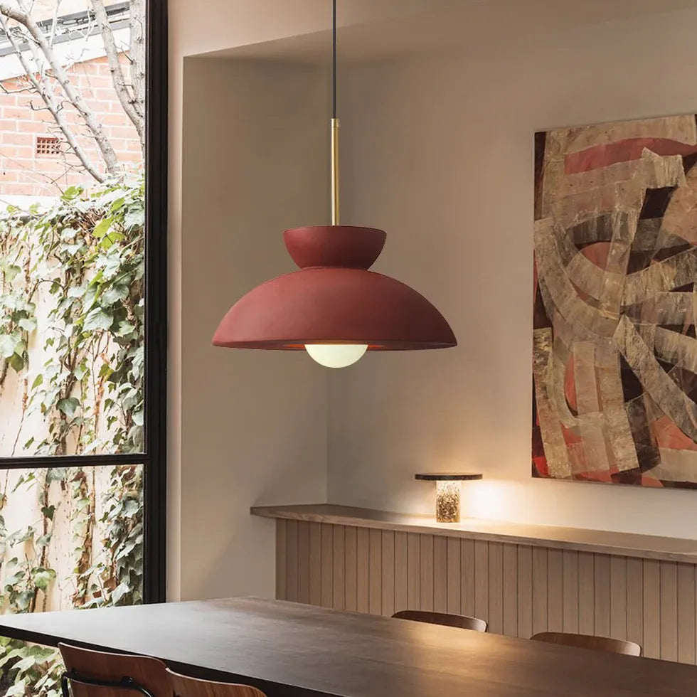 Red Frosted Modern Dining Room Pendant Light