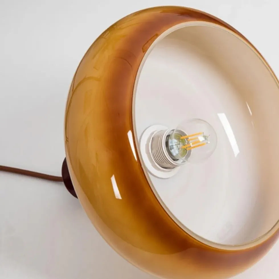 Flat Spherical Brown Glass Vintage Pendant Light