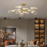 Slender Lotus Leaf Gold LED Pendant Light