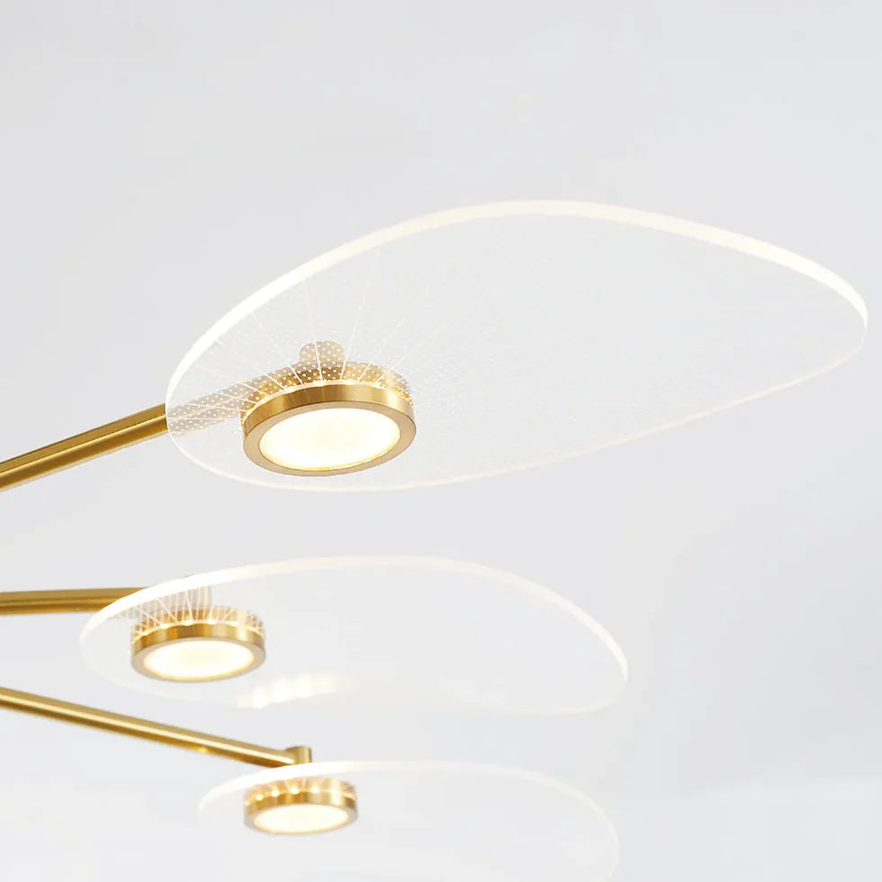 Slender Lotus Leaf Gold LED Pendant Light