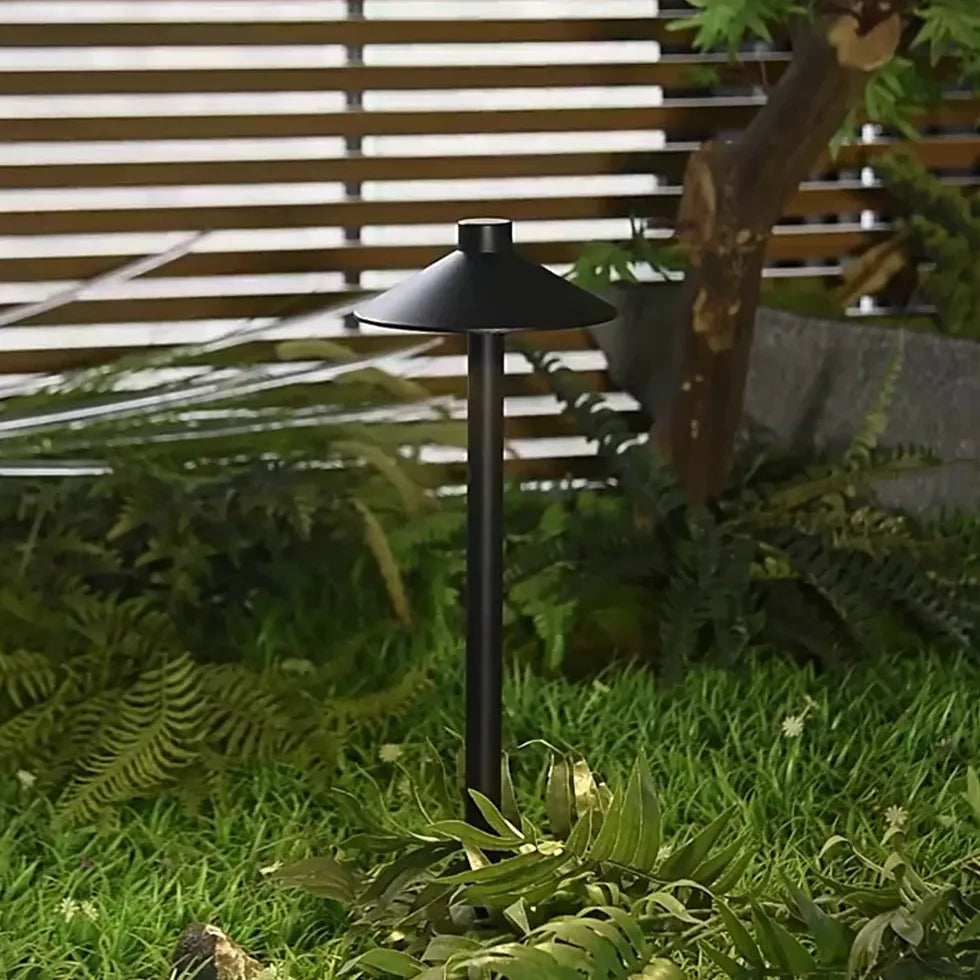 Disc Conical Black Garden Bollard Lights