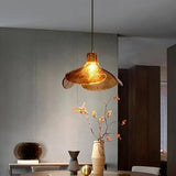 Clover-shaped Amber Glass Vintage Pendant Light