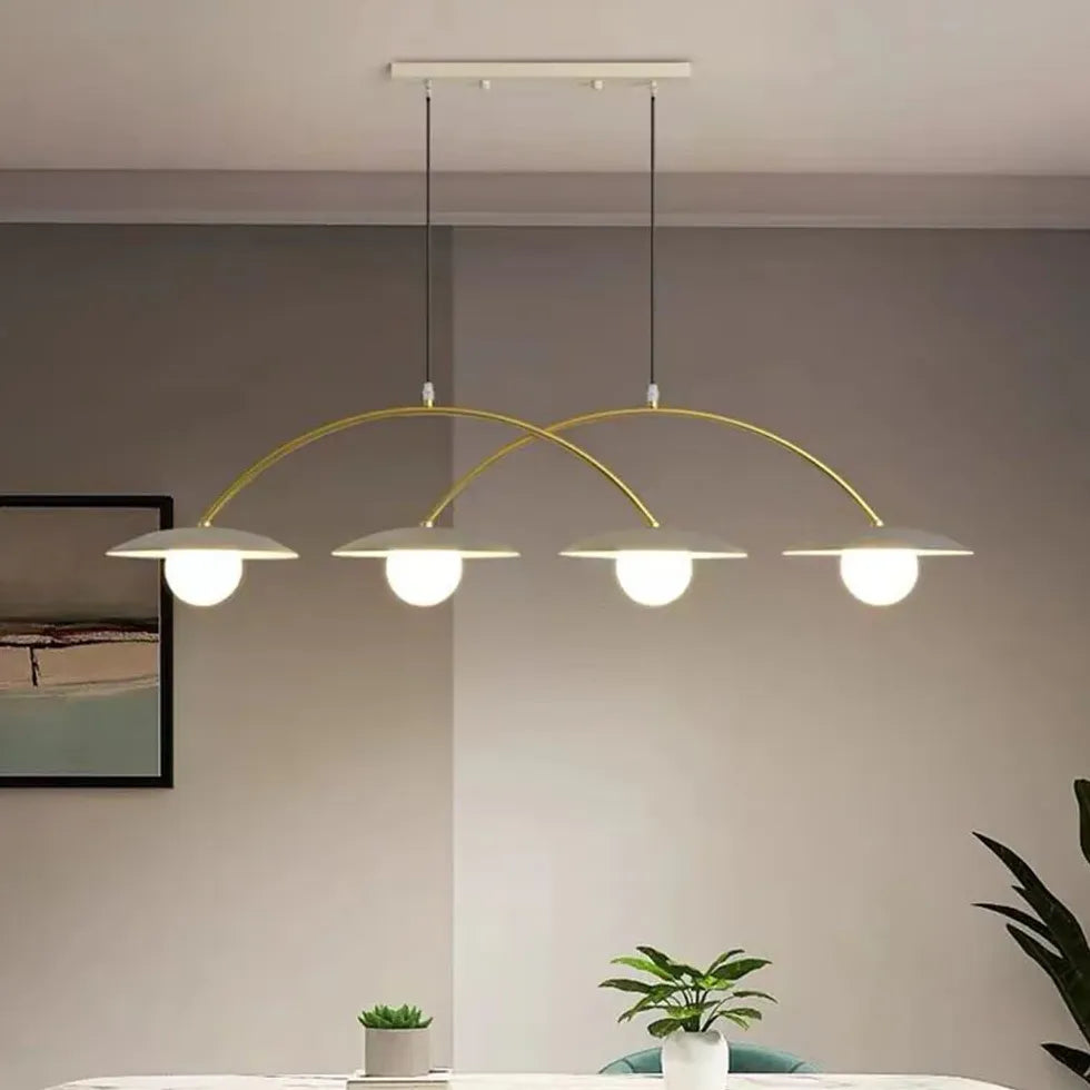 White Four-Head Linear Pendant Light