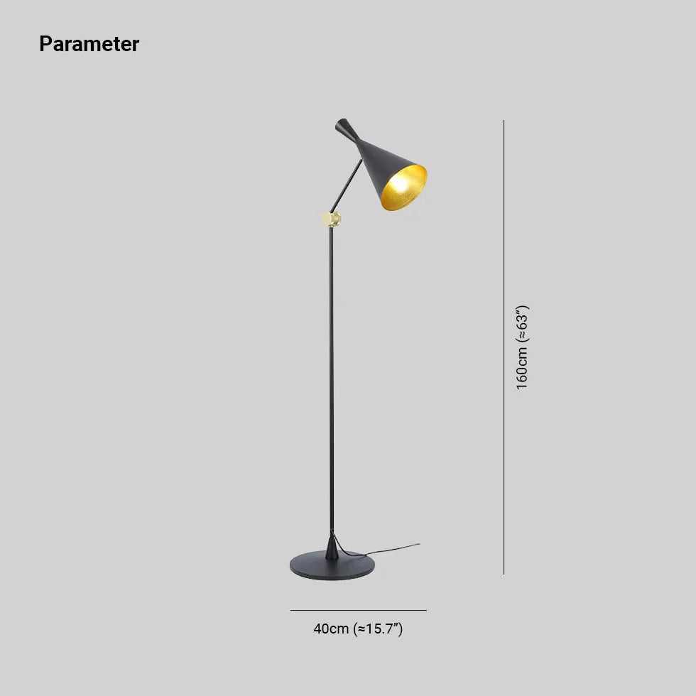 Schwarzer Kegelschattenverstellbares Stehlampe