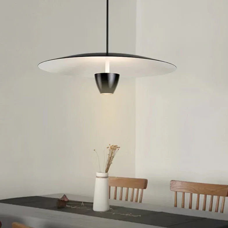 Black Disc-Shaped Modern Single-Head Pendant Light