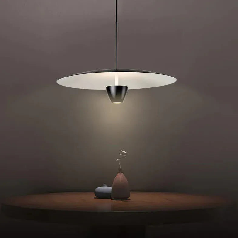 Black Disc-Shaped Modern Single-Head Pendant Light