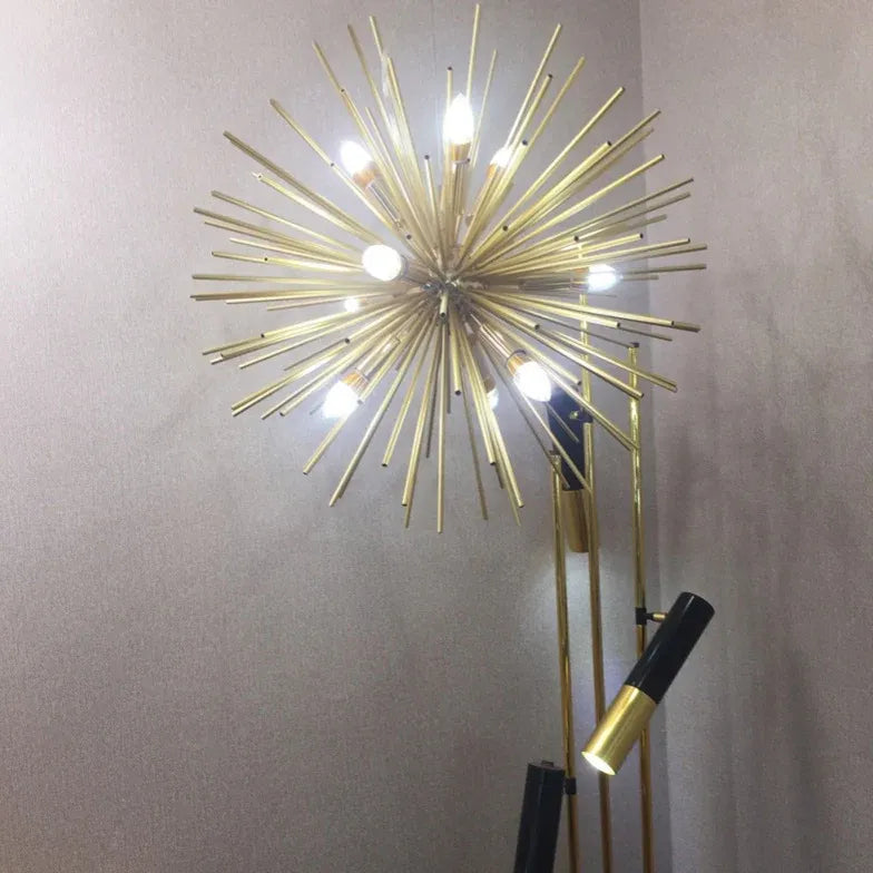 Star-Shaped Long Needle Gold Modern Chandelier