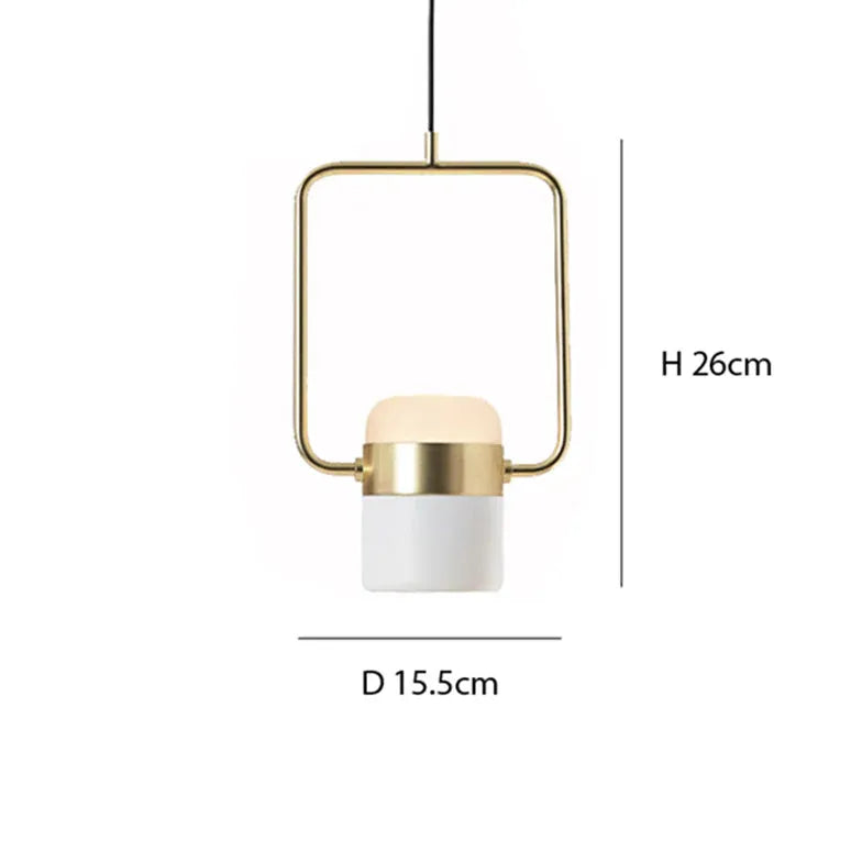 Geometric Frame Gold LED Bedroom Pendant Light