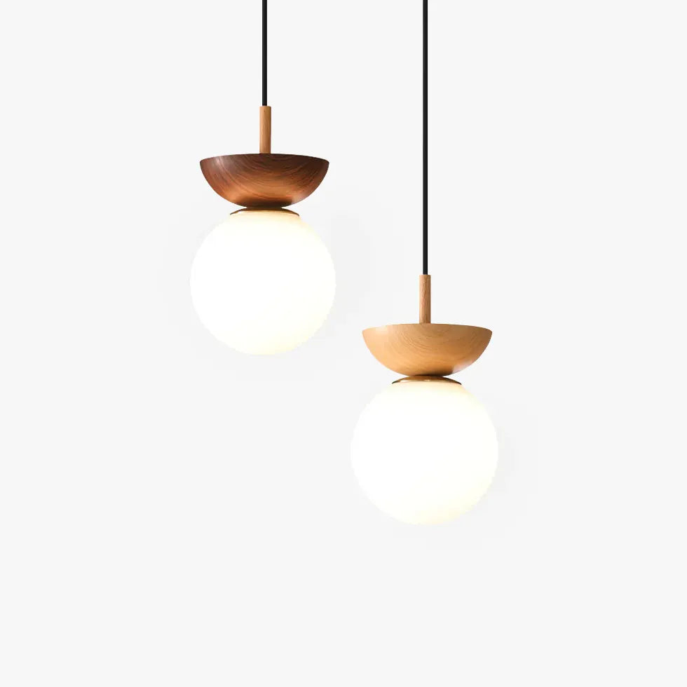 Deckenleuchte Esszimmer hängend Nordisch Holz Milchweißer Ball - Clowas.de