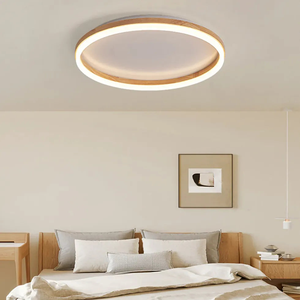 Deckenleuchte Holzoptik modern rundes schlichtes Design - Clowas.de
