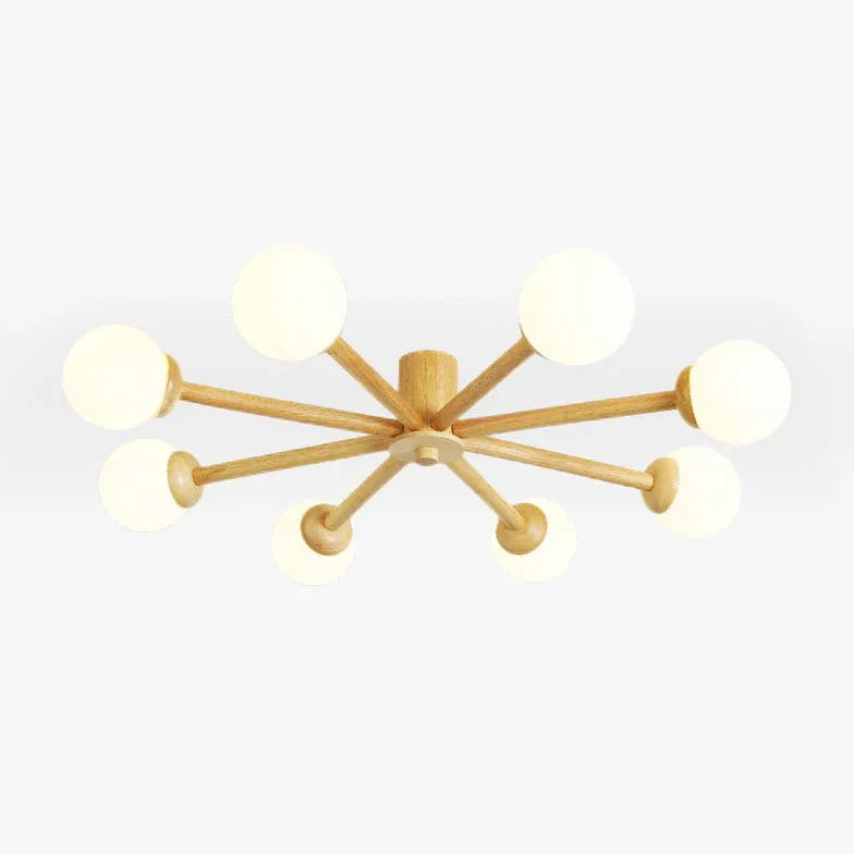 Deckenleuchte Kugel Weiß LED Nordisch Holz - Clowas.de