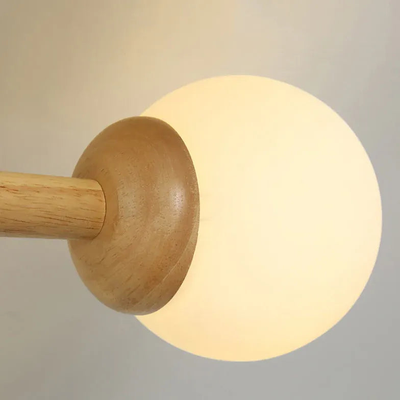Deckenleuchte Kugel Weiß LED Nordisch Holz - Clowas.de