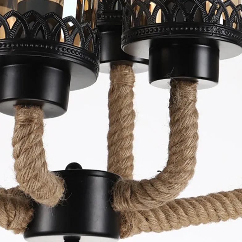 Design-Pendelleuchte Esszimmer mit schwarzem Seil im amerikanischen Stil - Clowas.de