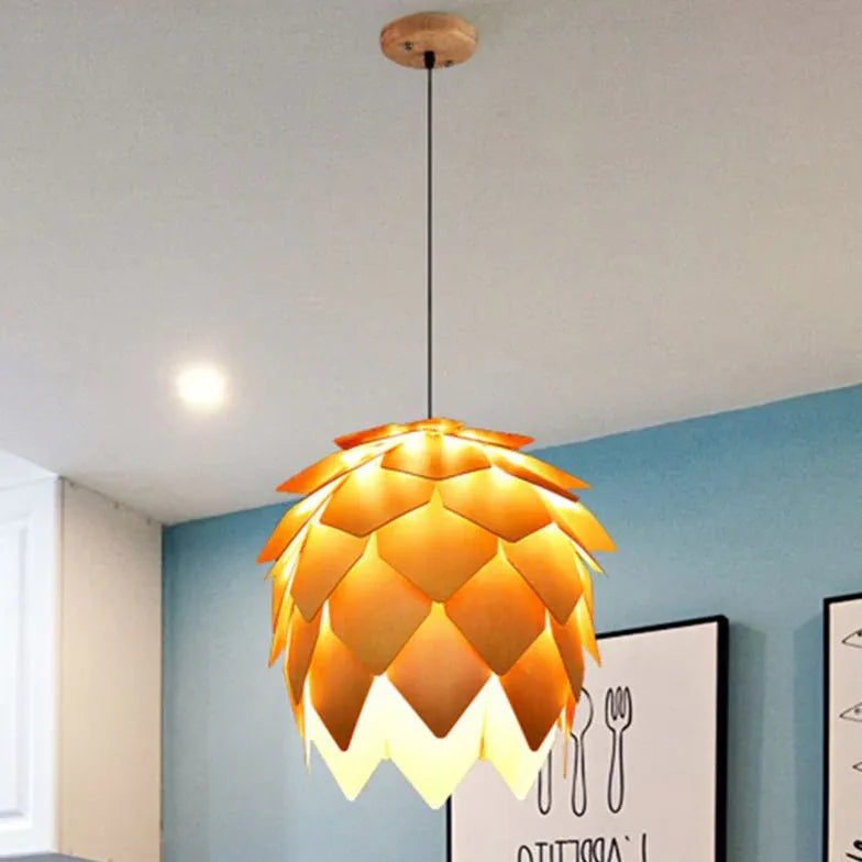 Designer Hängelampen Wohnzimmer nordisch Holz Fischschuppen Design - Clowas.de