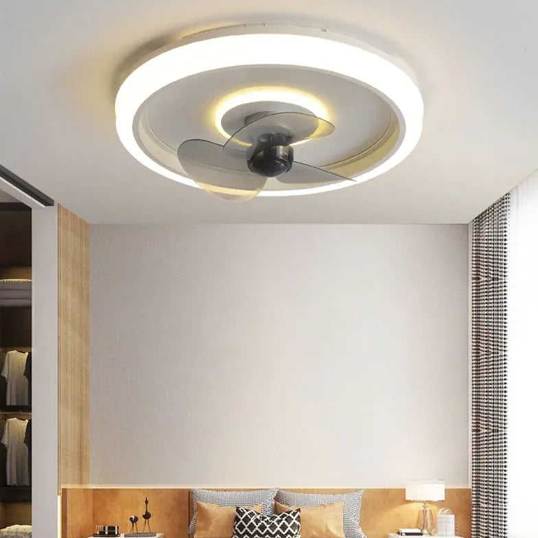 Blue Round LED Bedroom Fan Light