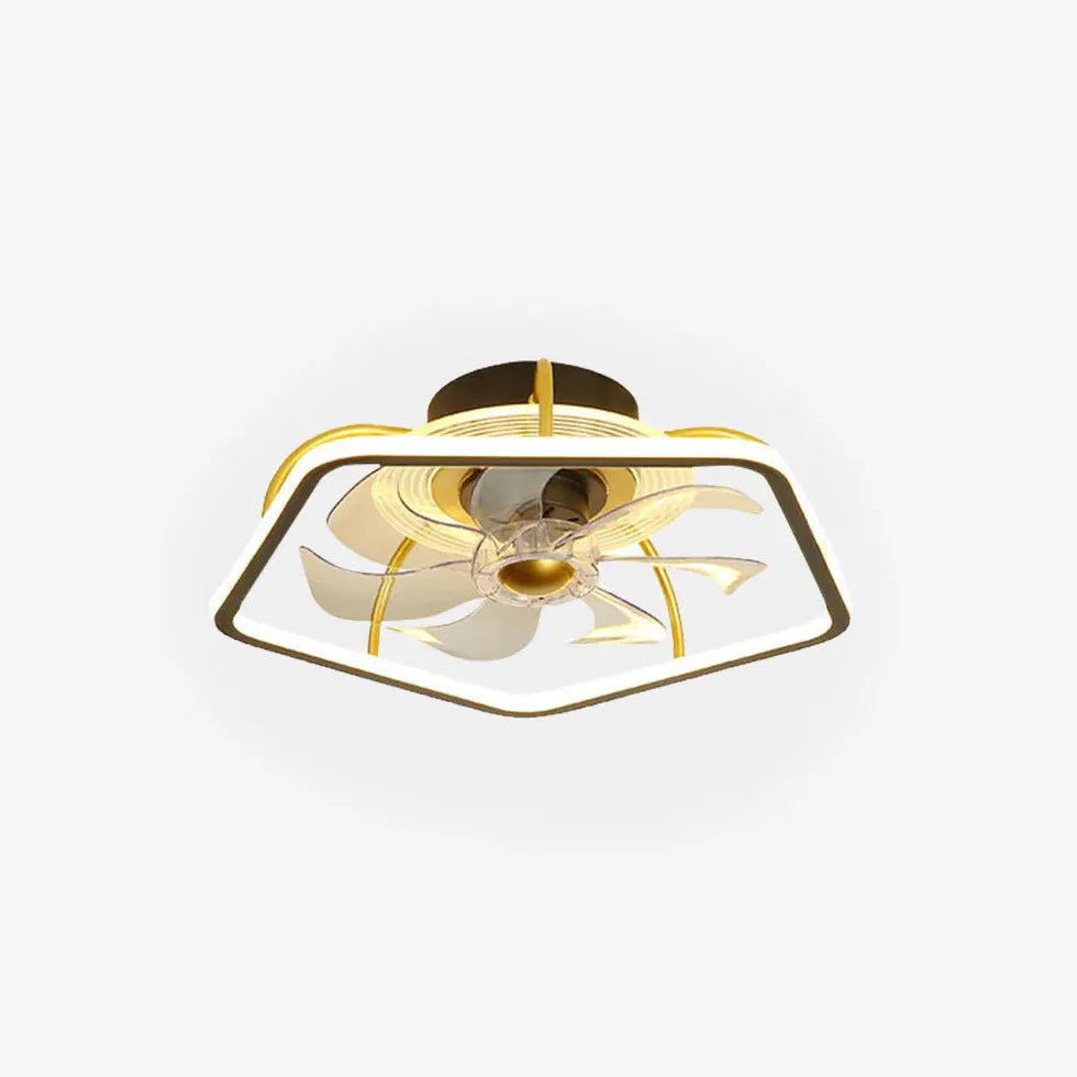 Pentagon Gold LED Bedroom Fan Light