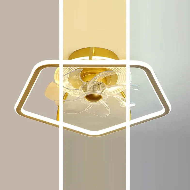 Pentagon Gold LED Bedroom Fan Light