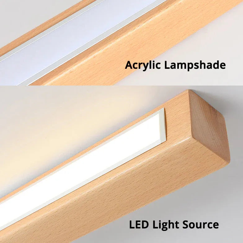 Rectangular LED Wooden Hallway Ceiling Light