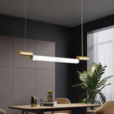 Tubular Elongated Gold Kitchen Pendant Light