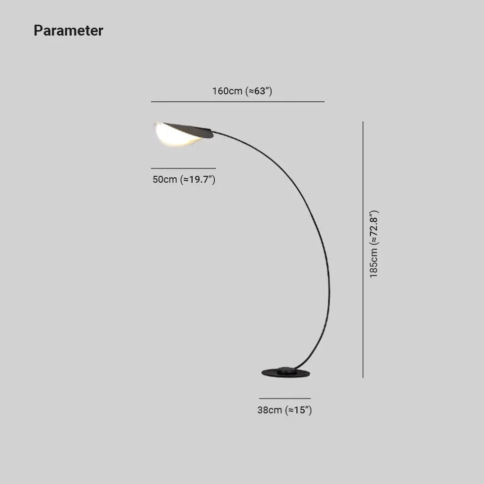 Schwarze LED gebogene Lichtbogen -Stehlampe