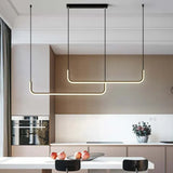 Curved U-Shaped Black Metal LED Pendant Light