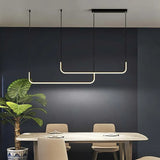 Curved U-Shaped Black Metal LED Pendant Light