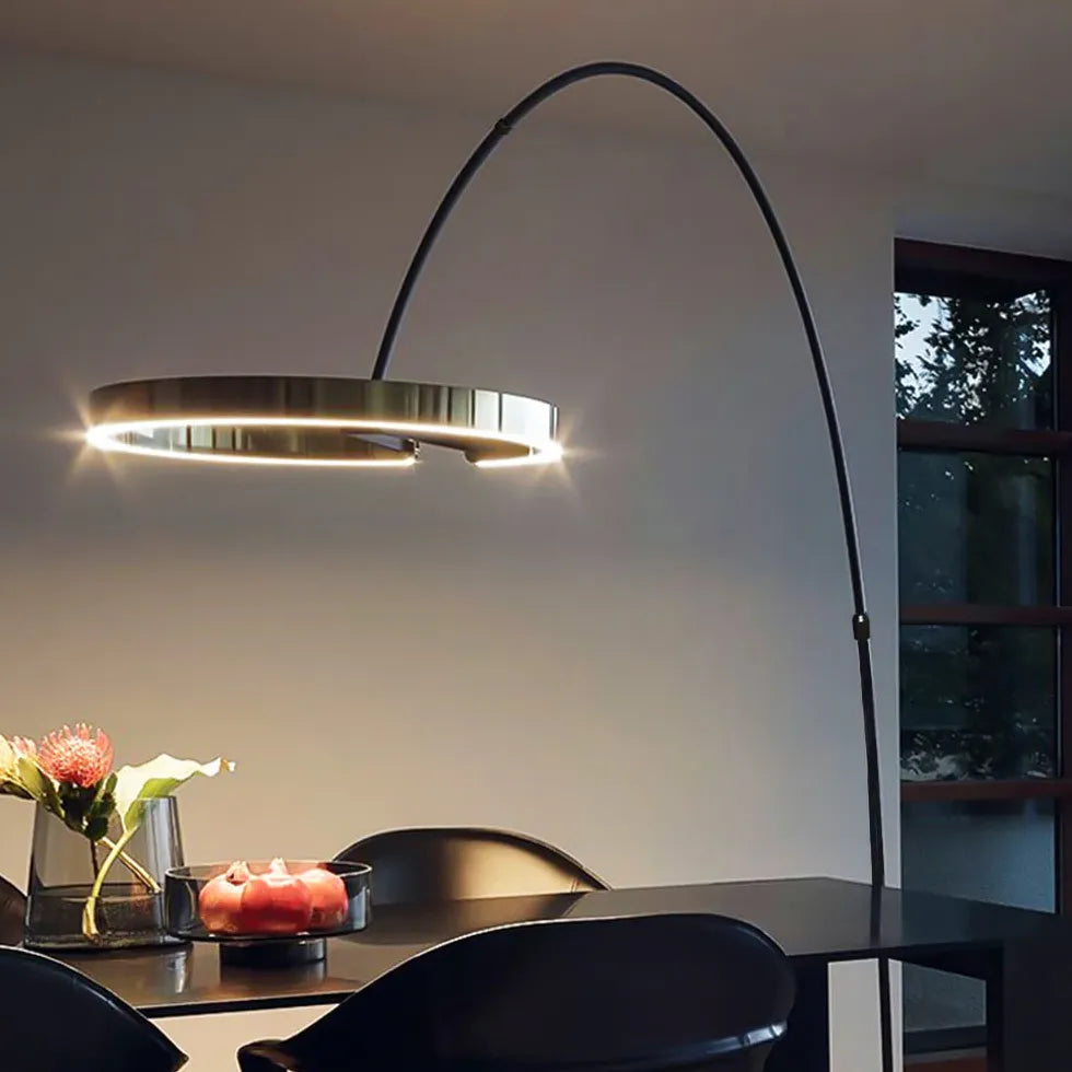 Black Ring Modern Arched Floor Lamp