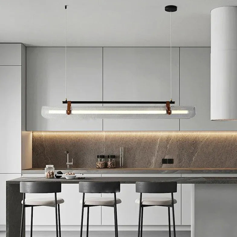 Industrial Kitchen Linear Glass Shade Pendant Light