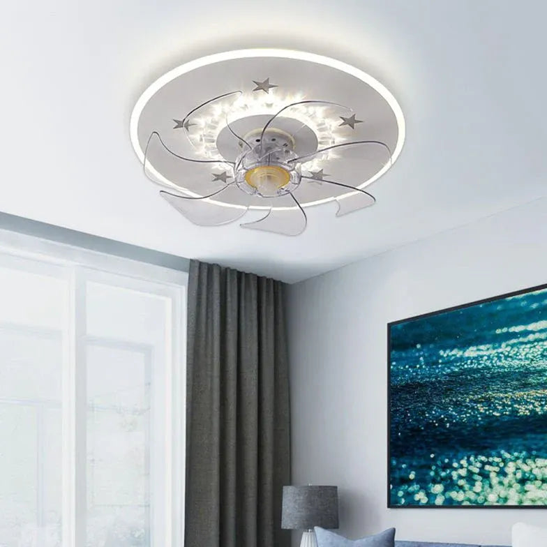 Minimalist White Ring Ceiling Fan with Light