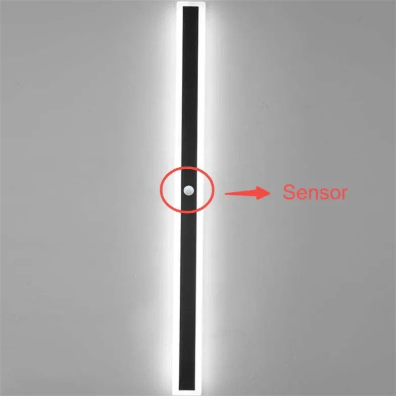 Lange schwarze LED Wandleuchte außen mit Bewegungsmelder