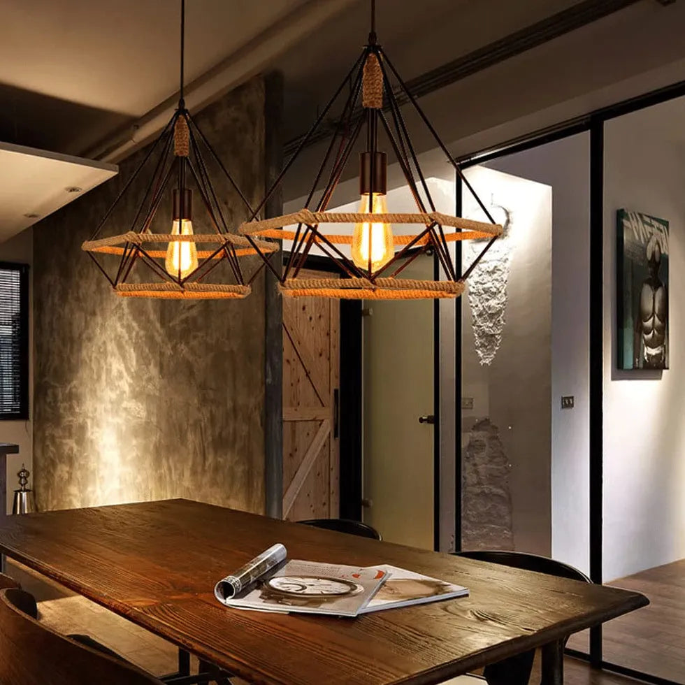 Diamond Metal Frame Industrial Pendant Light