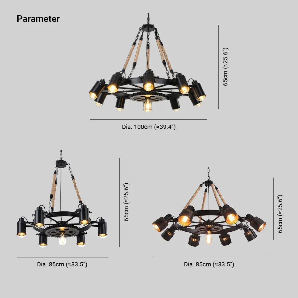 Kronleuchter für Esszimmer mit Retro-Zahnrädern und Seil