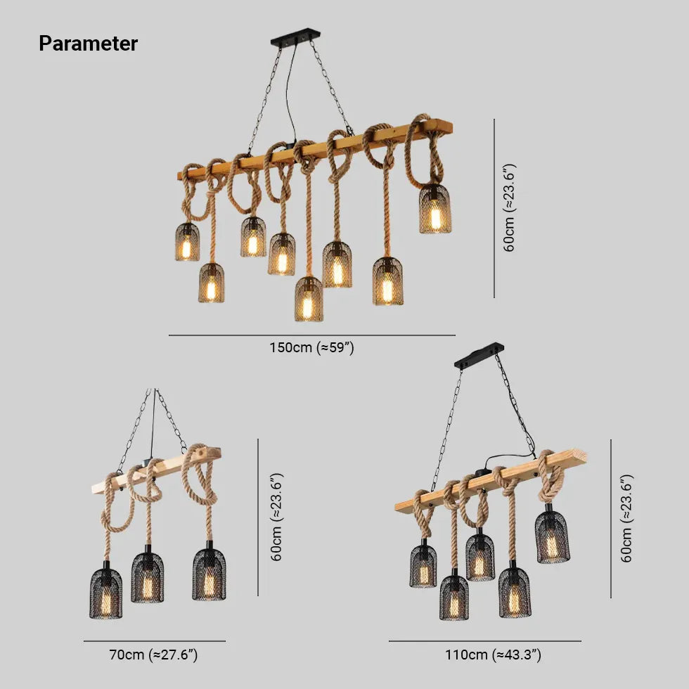 Esstisch Kronleuchter im amerikanischen Retro-Stil aus Holz