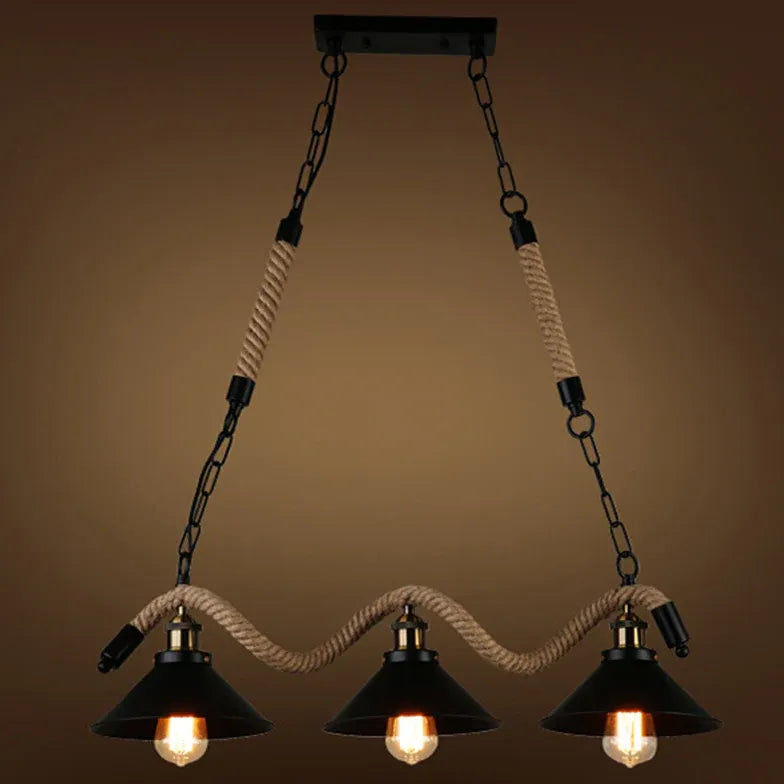 Multi-Bulb Linear Chain Rope Industrial Pendant Light