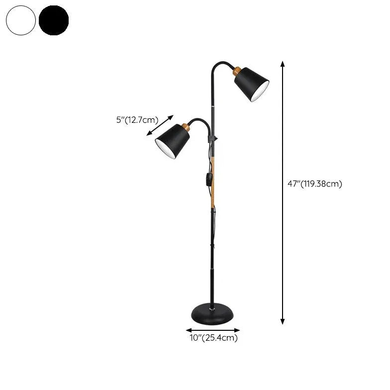 Double-Head Adjustable Black Floor Lamp