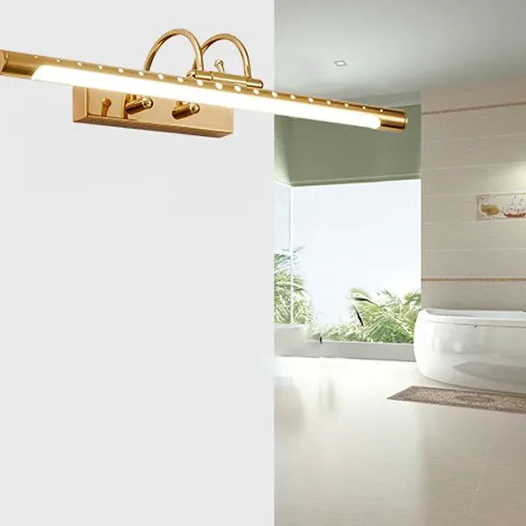 Gold Led Tube Bathroom Mirror Lights