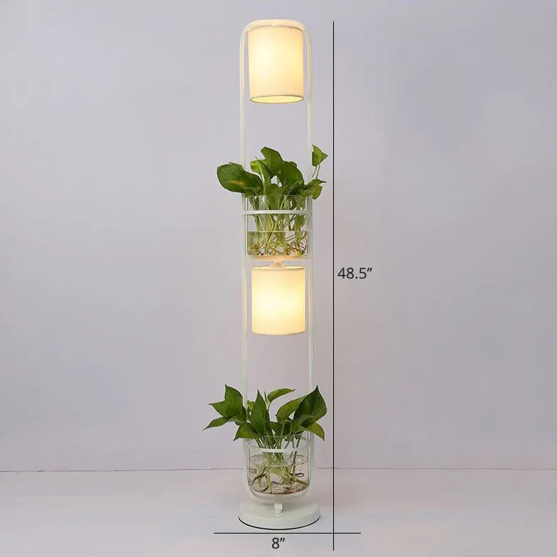 Cylindrical Plant Stand Modern Floor Lamp