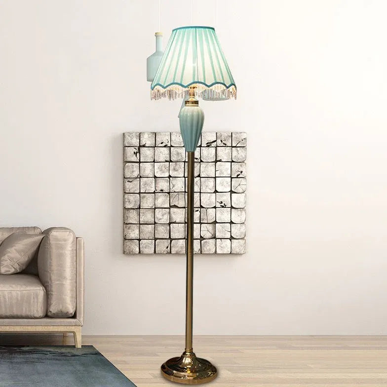 Blue Ceramic Corner Decorative Floor Lamp