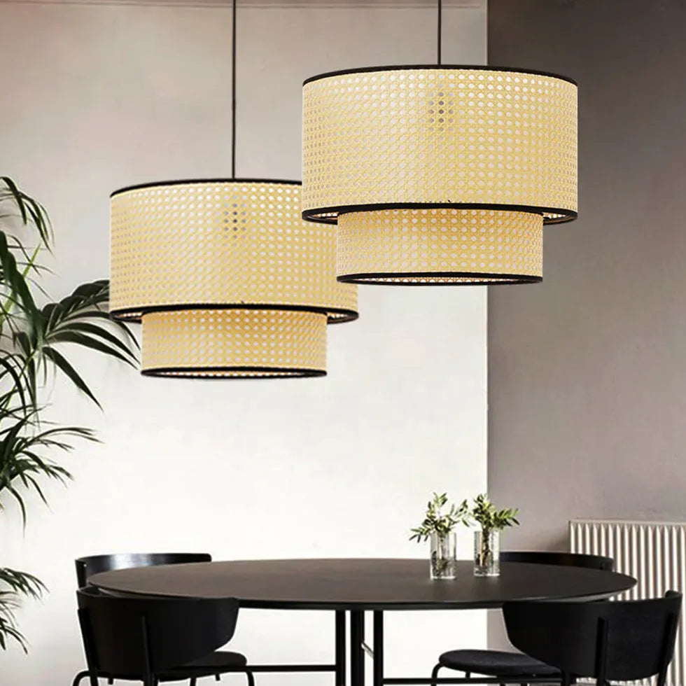 Esszimmer Pendelleuchte LED im einfachen Rattandesign - Clowas.de