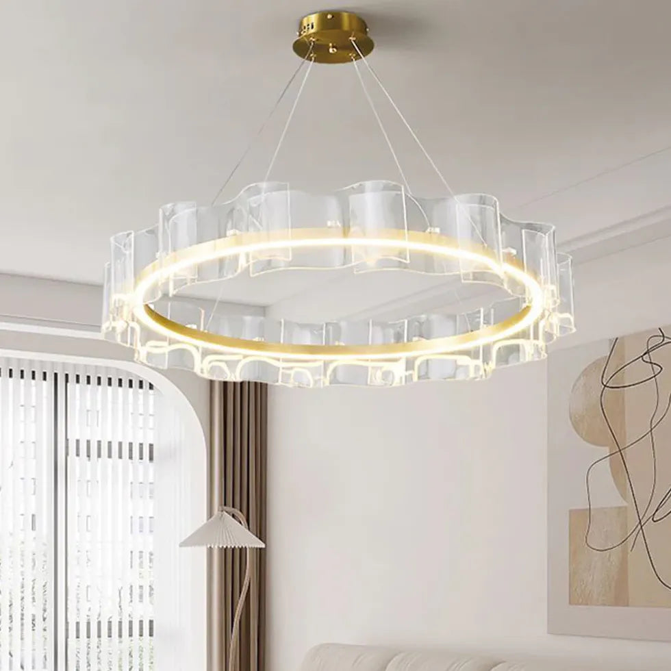 Wavy Ring Gold LED Pendant Light