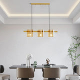 Rectangular Glass Dining Room Brass Pendant Light