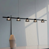 Linear Multi-Light Black Glass Pendant Light