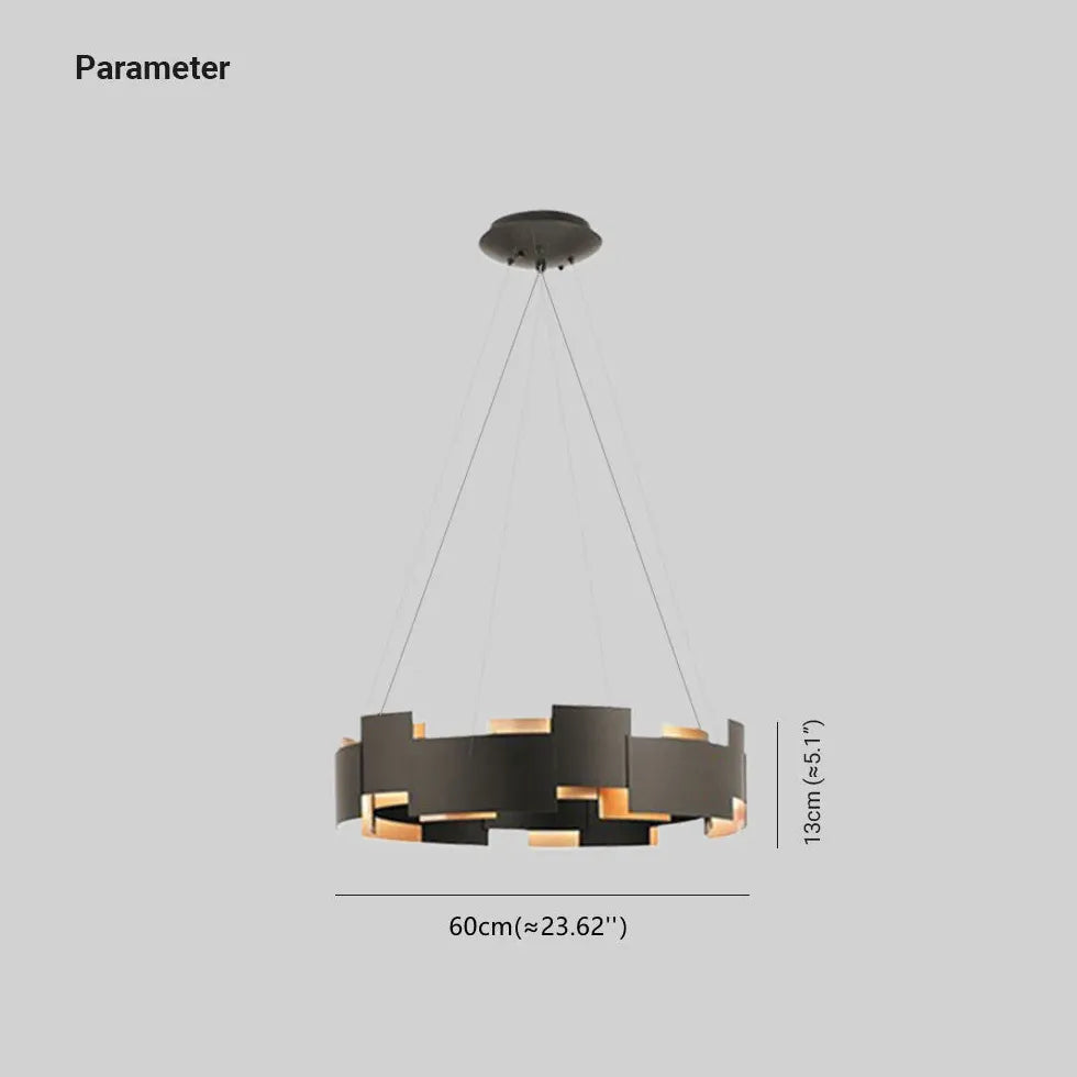 Schwarz -goldene geometrische Ring -Anhängerlampe