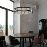 Black Glass Circle Living Room Pendant Light